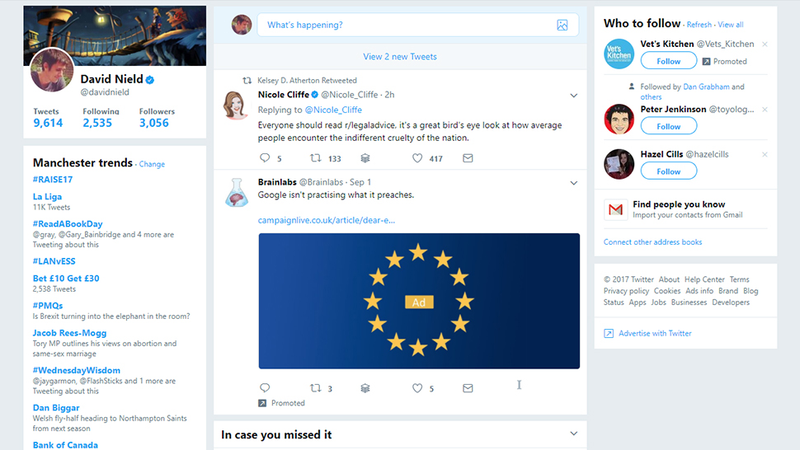 Twitter... retweets and adverts. (Image: Screenshot)